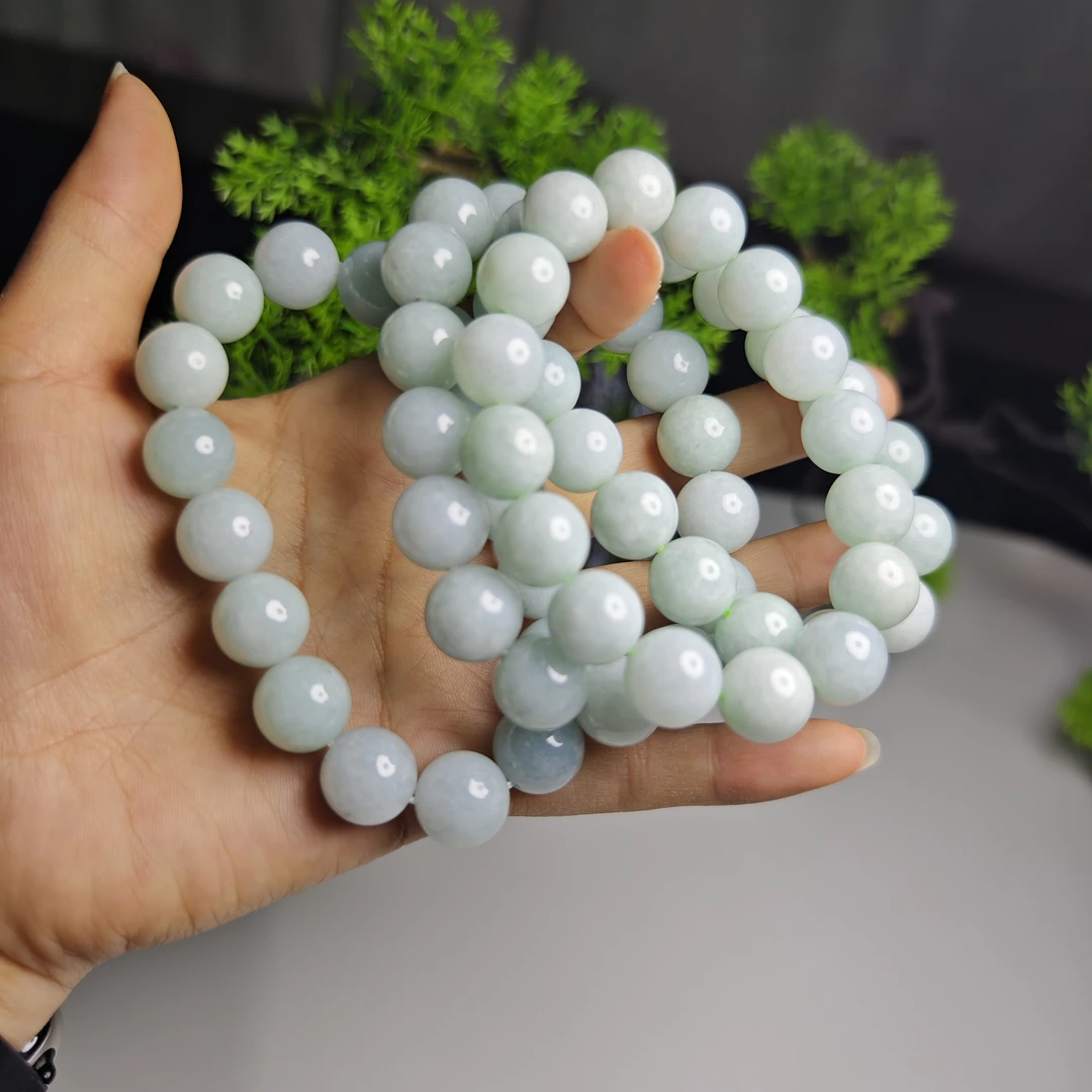 天然缅甸翡翠男士手串成品，尺寸:13.3mm，现货发货