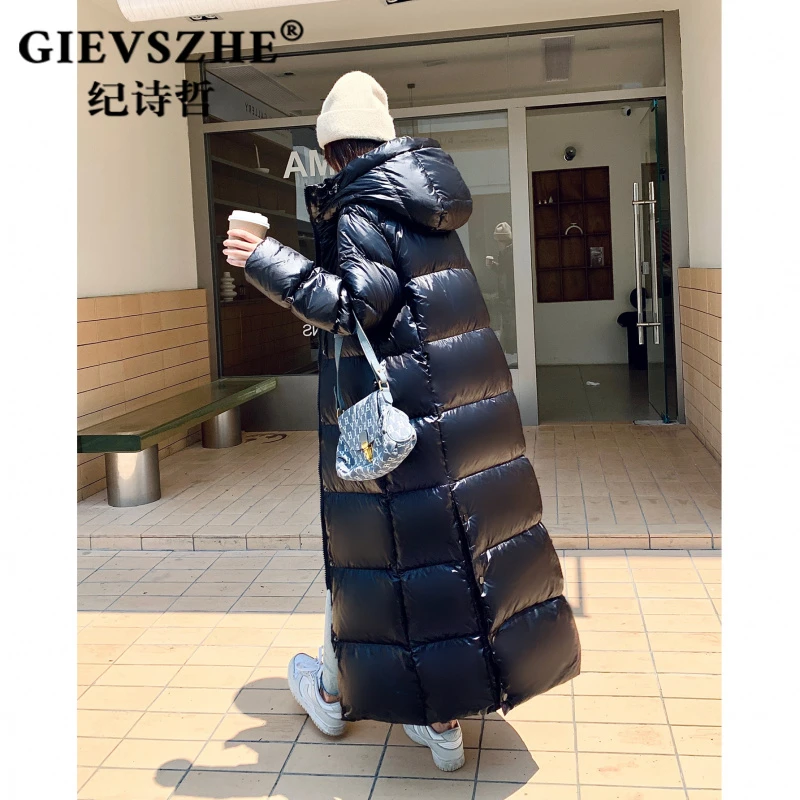 纪诗哲90白鸭绒长款羽绒服女款加厚过膝到脚踝黑色百搭高级外套