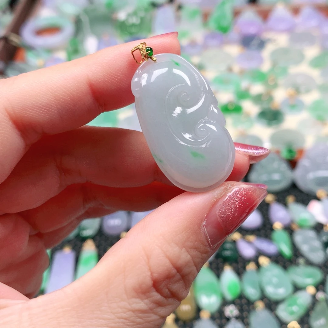 吊坠(不含链)18K金镶嵌翡翠