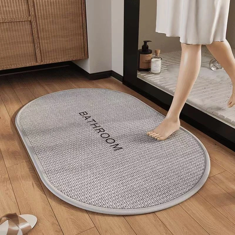 亚麻编织浴室地垫卫生间吸水垫门口防滑垫子脚垫洗手间进门垫HXH