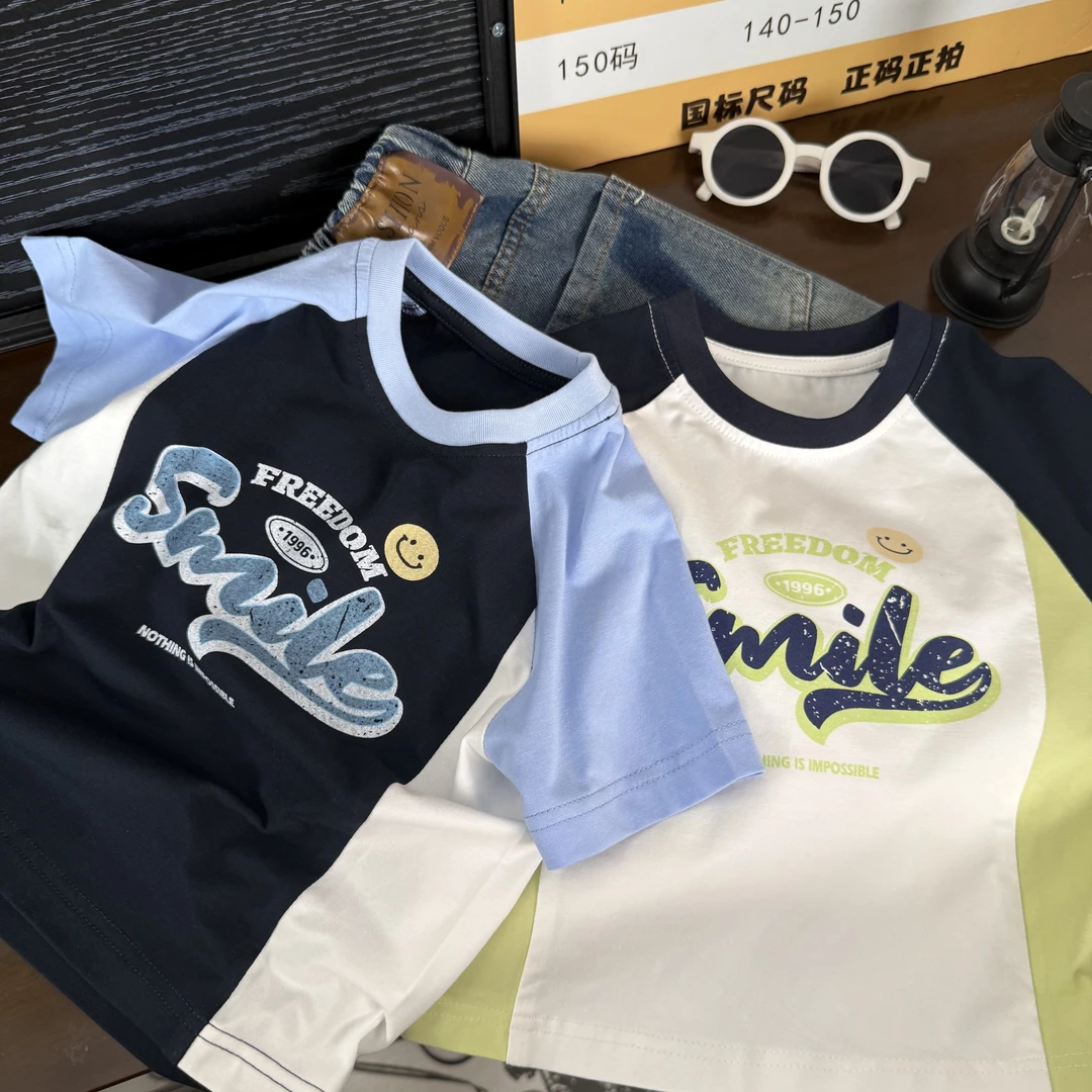 【韩国原单同款美式棒球T】儿童夏季男女童韩版T恤时尚印花纯棉短袖