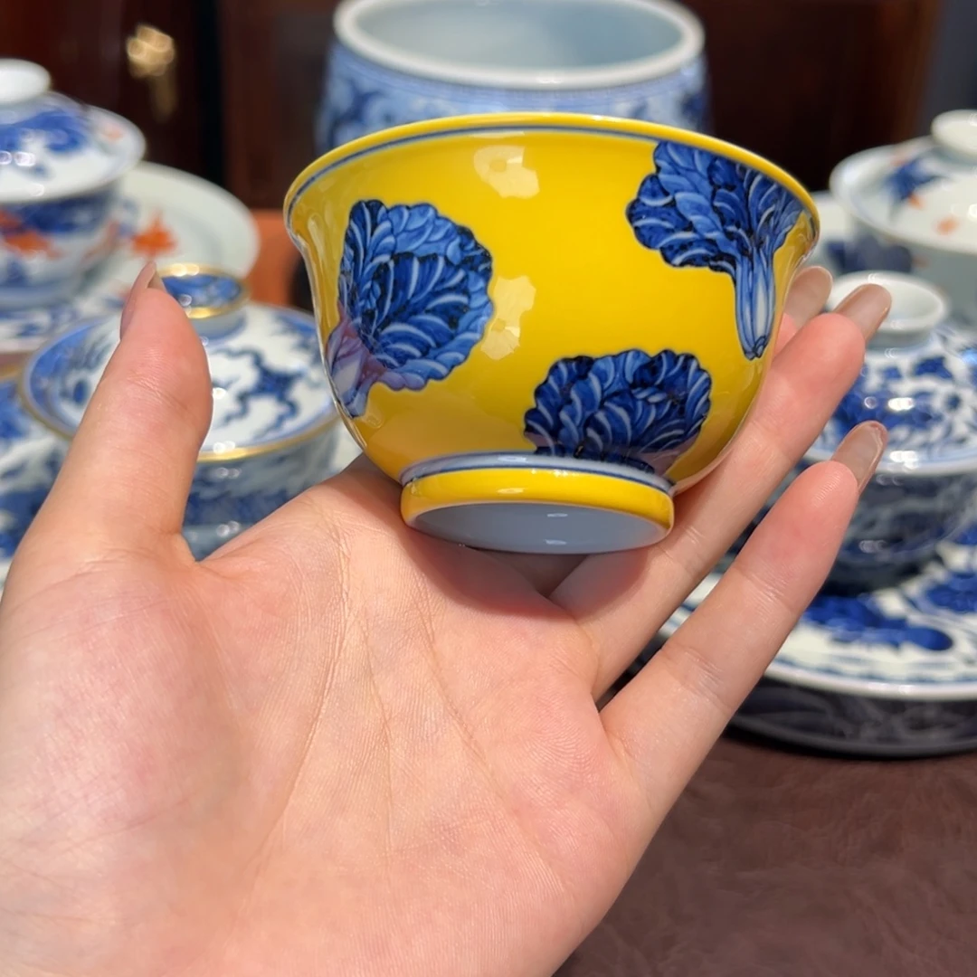 青花雯华堂手绘杯杯