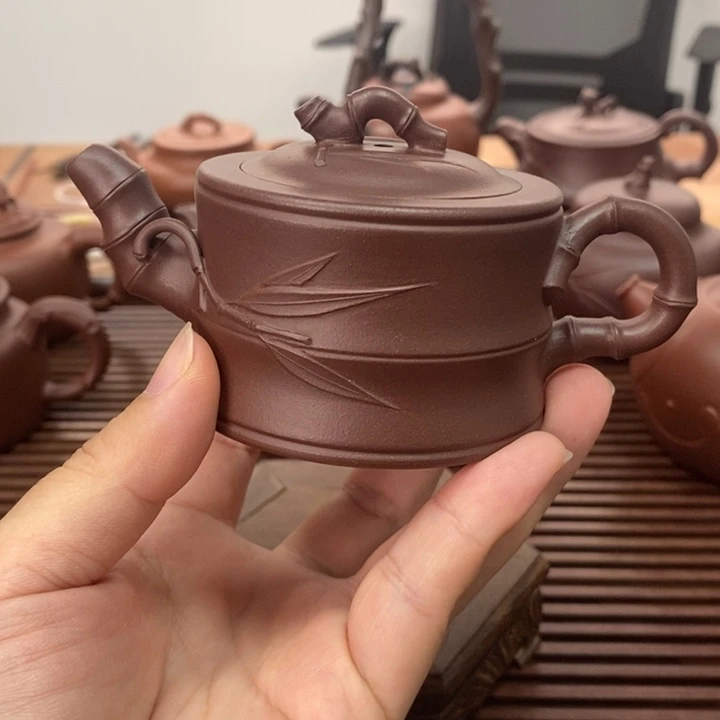 茶壶紫砂竹段120毫升半手工微瑕疵不退换