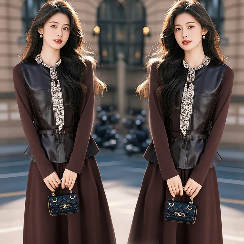 复古港风通勤法式时尚套装长袖春秋套装时尚秋季黑色春秋显瘦气质