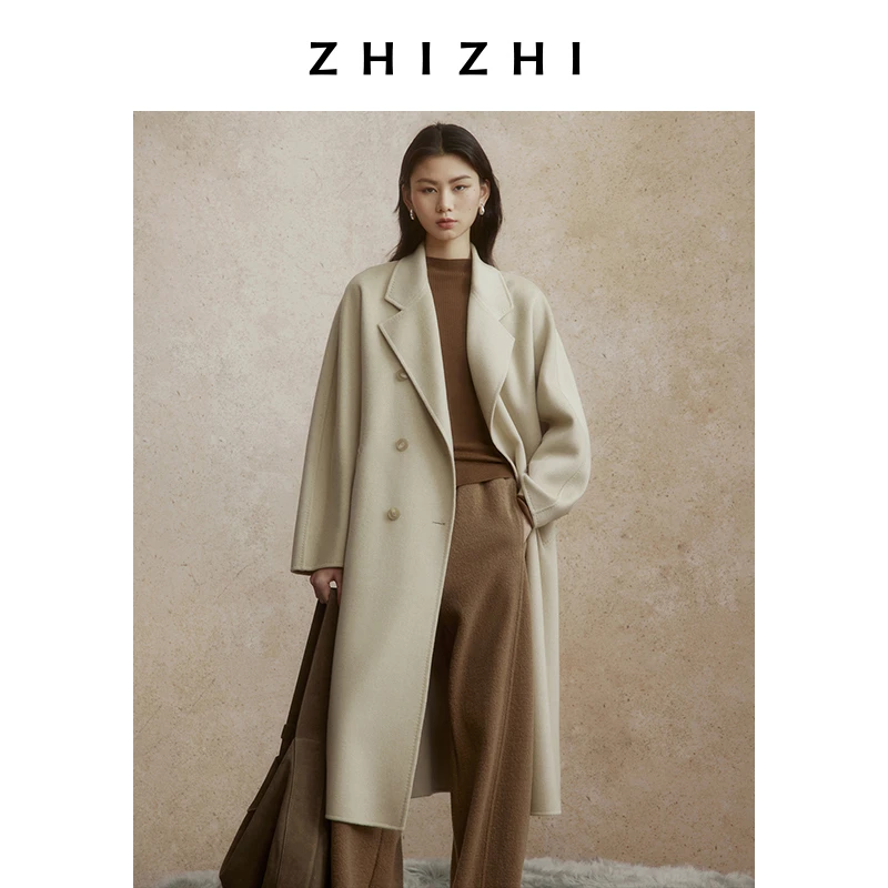 致知 石榴花2024年冬季新款时尚中长款宽松毛呢小个子ZZ2DWWWC025