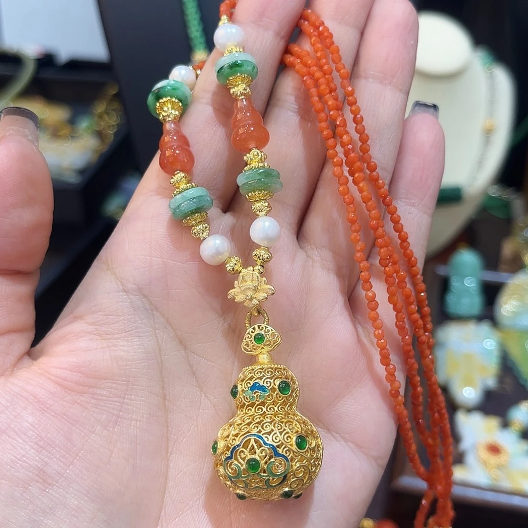 竹***7南红玛瑙未镶嵌项链葫芦