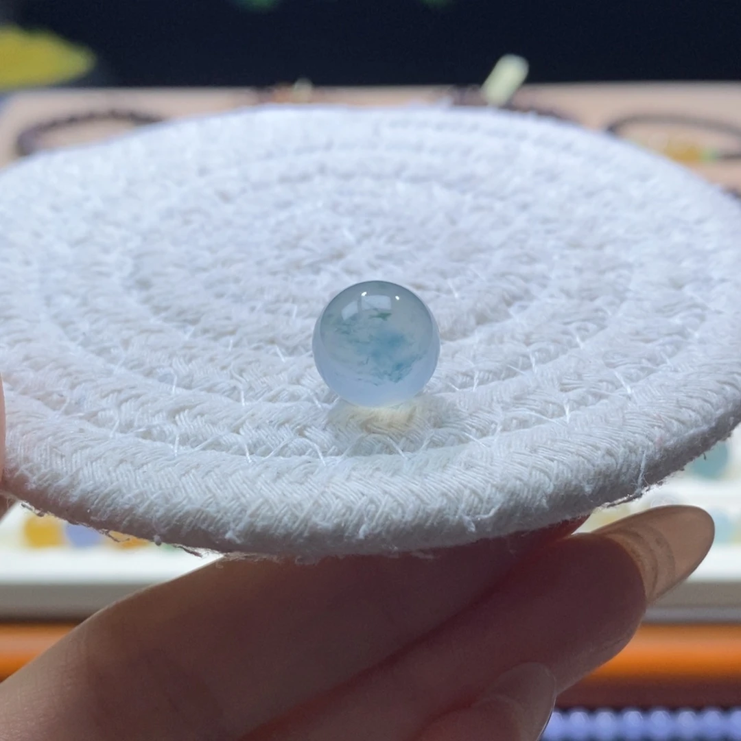 翡翠未镶嵌颈饰翡翠高冰木那蓝花珠12.4mm