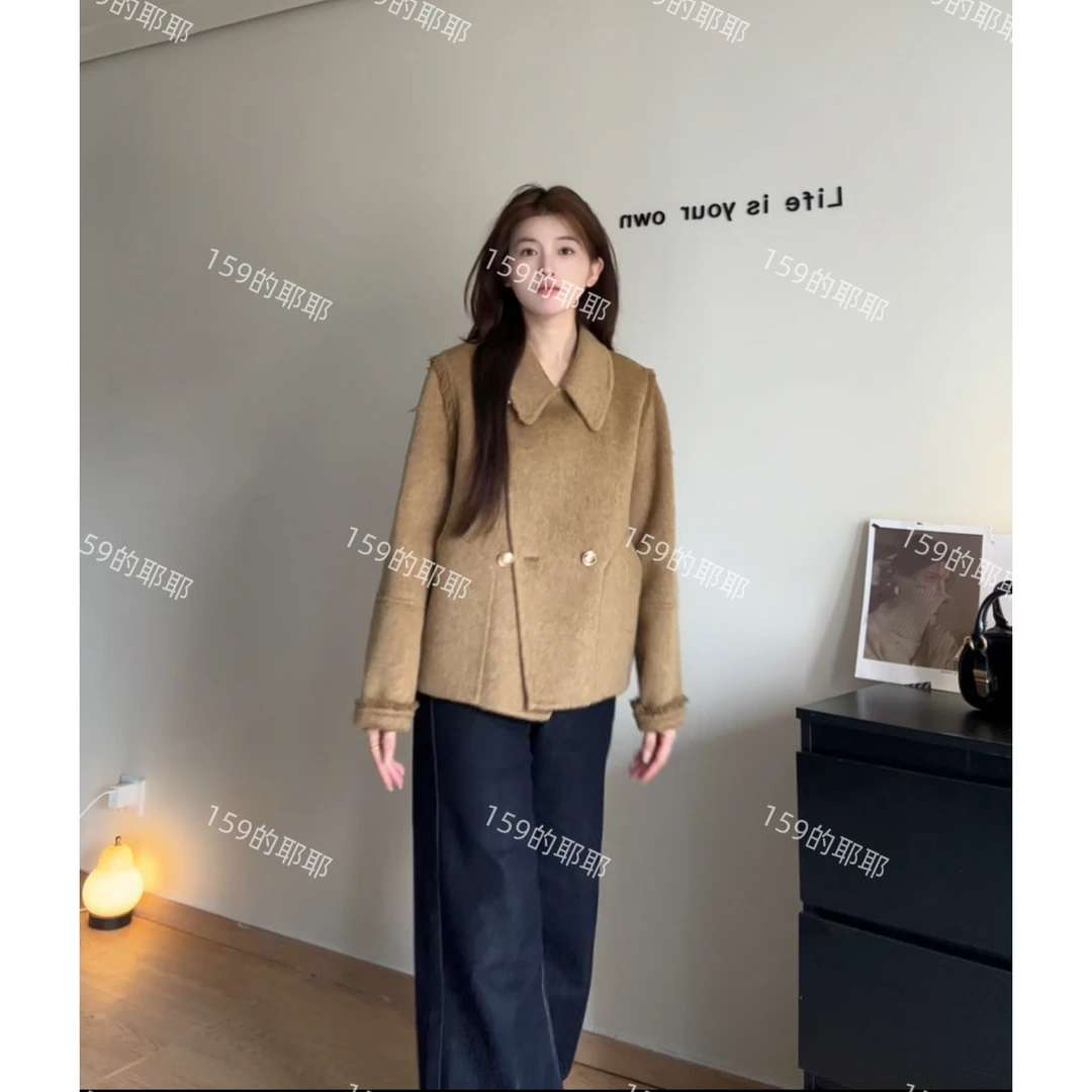 FIRITII【绮梦鎏金】气质休闲小香风小个子甜美短款羊毛外套109