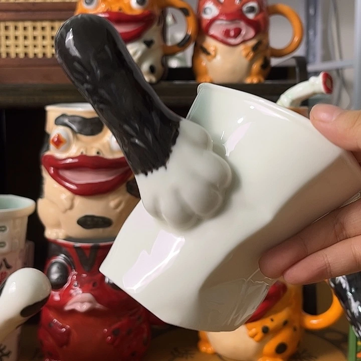 奶***鲨白手套狸花可爱猫爪杯可爱可爱