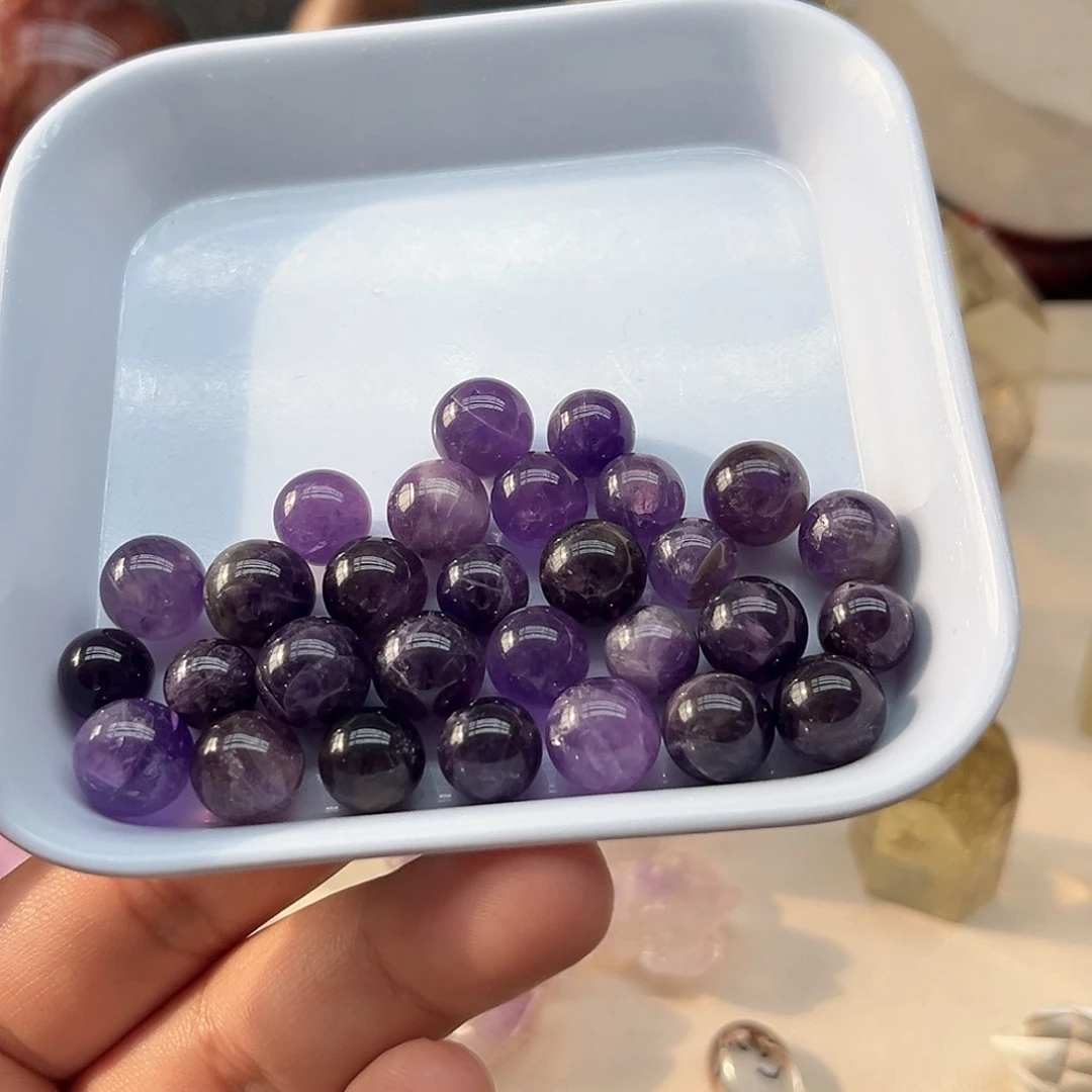 未镶嵌水晶珠宝半成品189 乌拉圭紫水晶球10-11