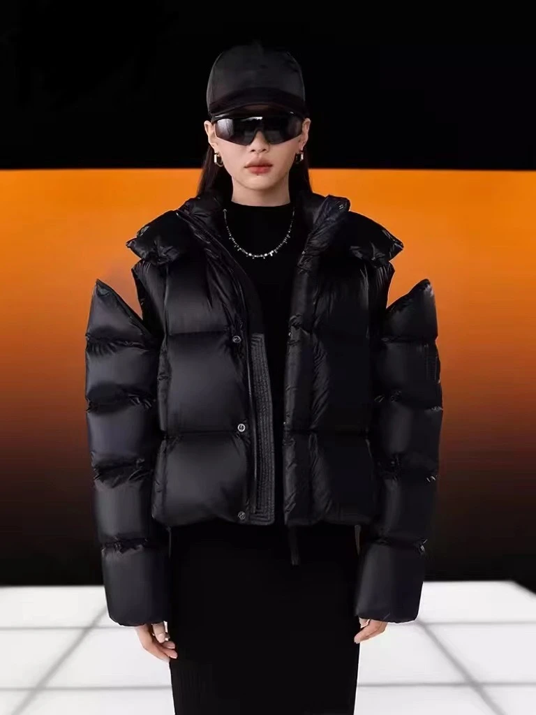 铂金魔方!轻奢极寒保暖袖子脱卸短款羽绒服