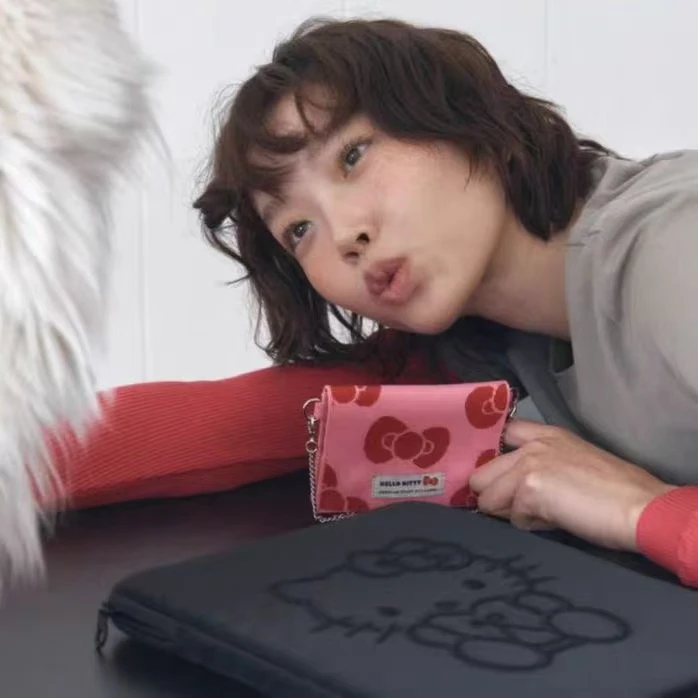 韩国小众蝴蝶结米妮链条包小包针织卡包钱包护照包