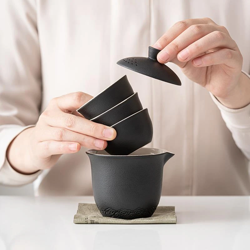 旅行茶具新款便携式户外露营旅游泡茶喝茶装备随行快客杯一壶三杯