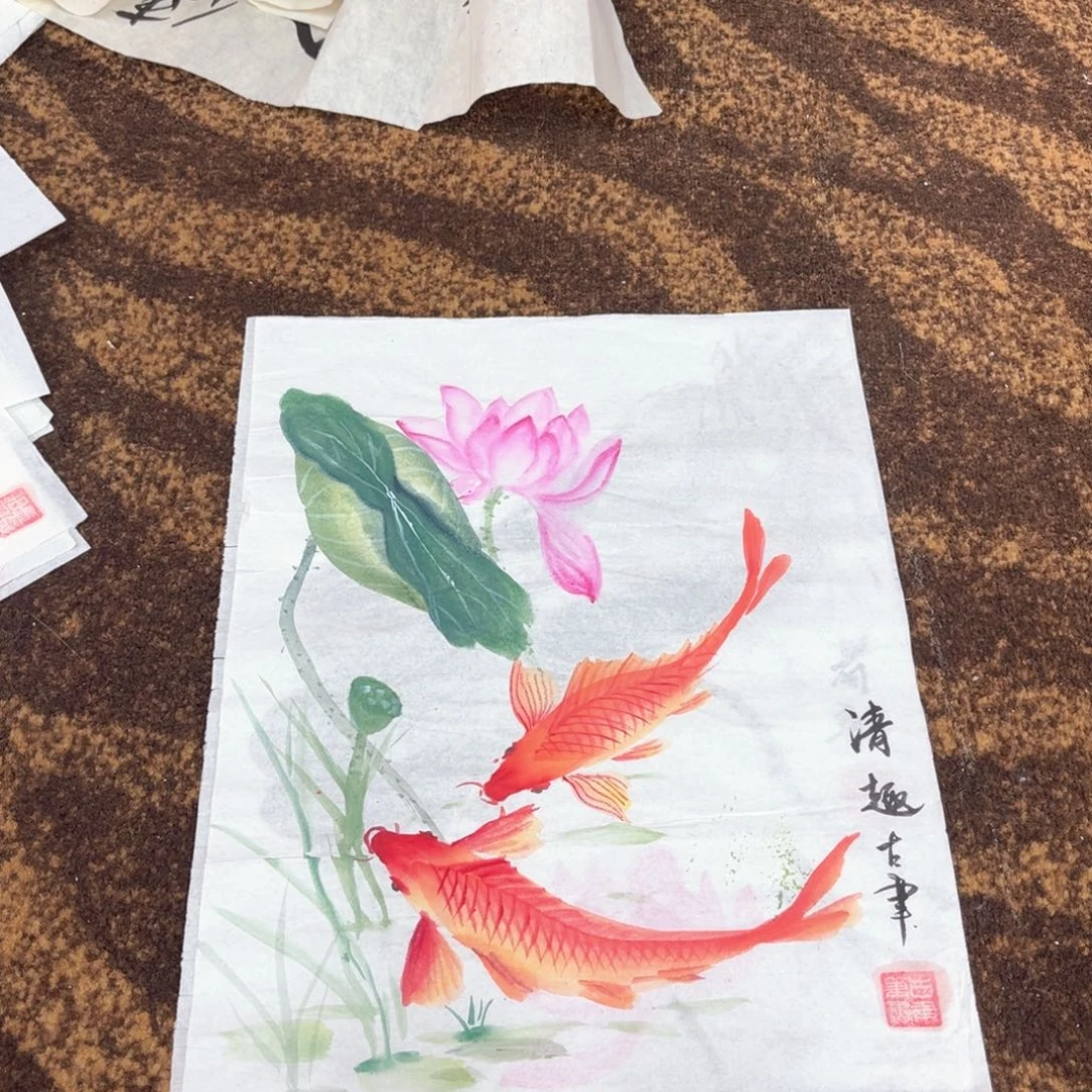 国画荷花绘画绘画微瑕