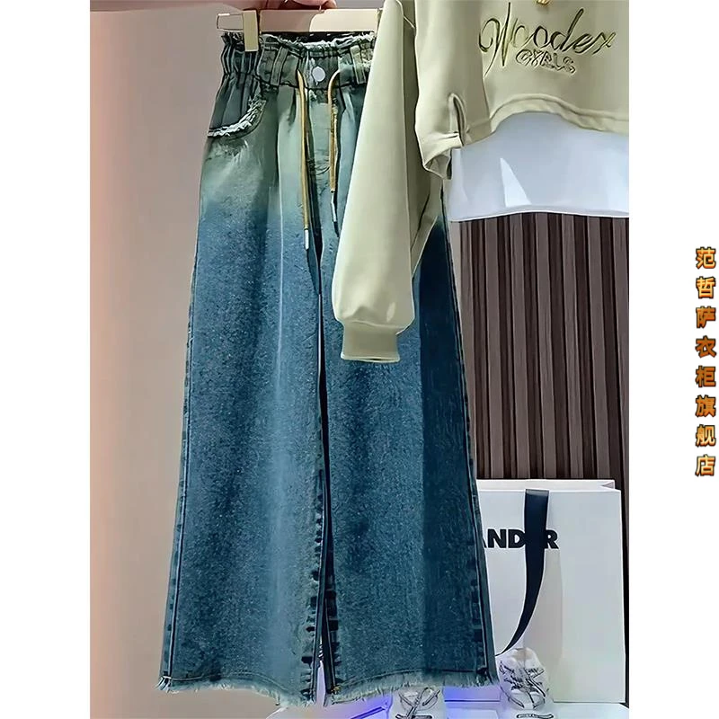 女童春秋套装2025新款韩版中大童女孩洋气卫衣牛仔裤工装裤三件套