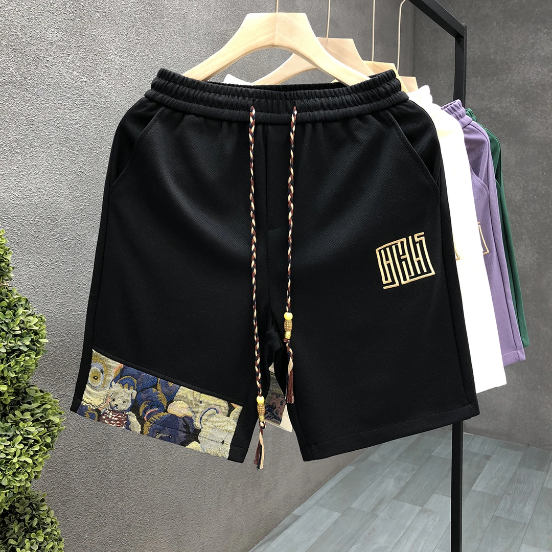 设计拼料休闲短裤男款夏季薄款五分裤2025夏天新款男士宽松运动裤