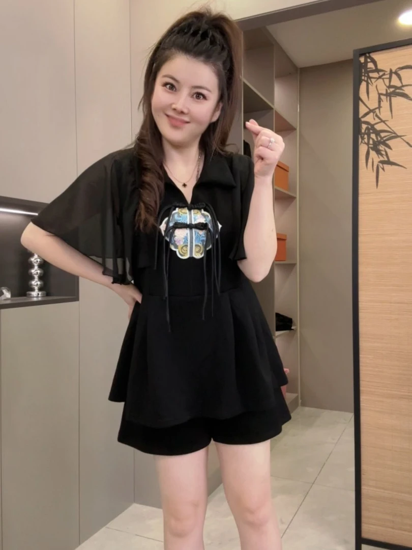 静奢风通勤中国风休闲风时尚套装套装显瘦上衣922夏季短袖气质