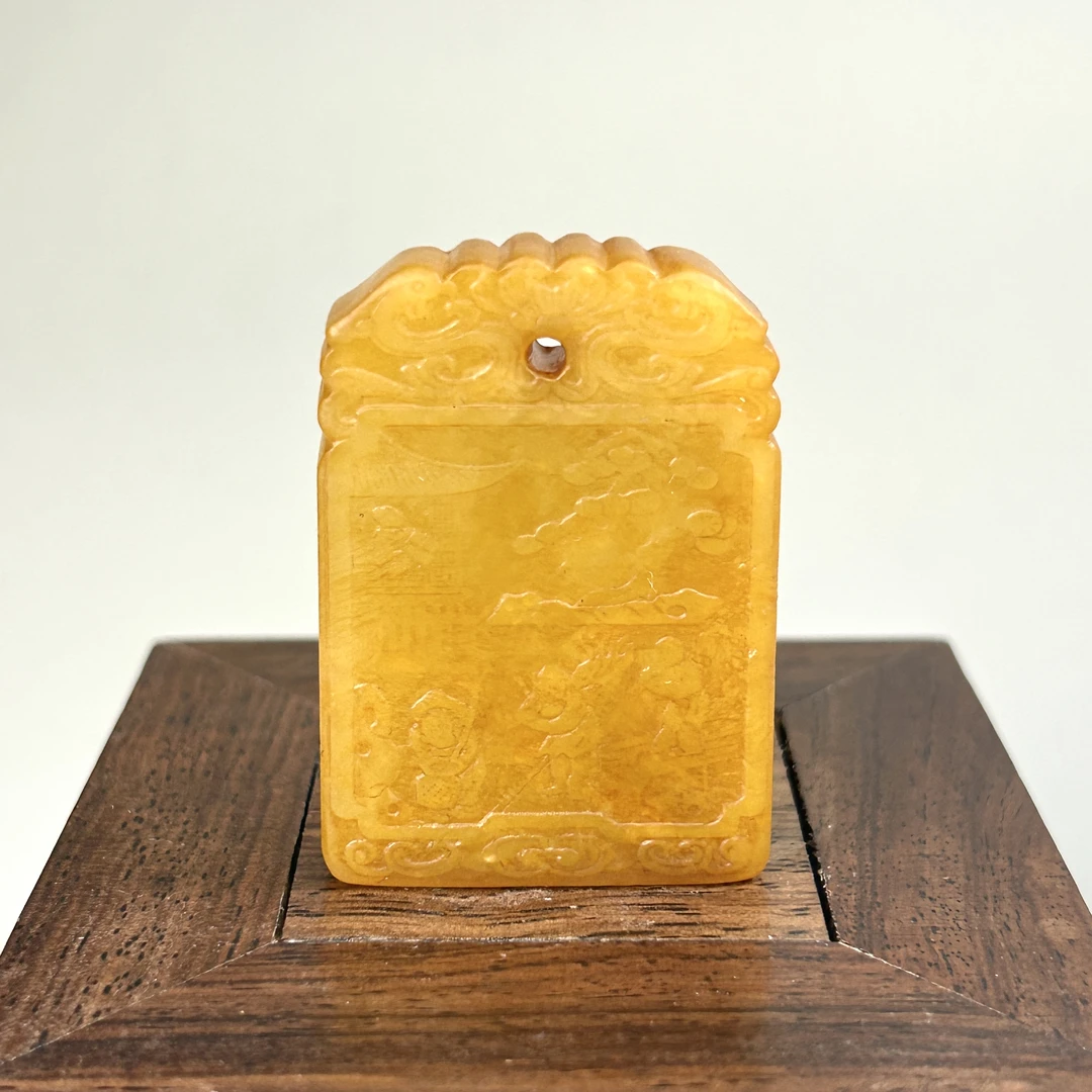 创汇期岫玉挂件把件玉牌4433