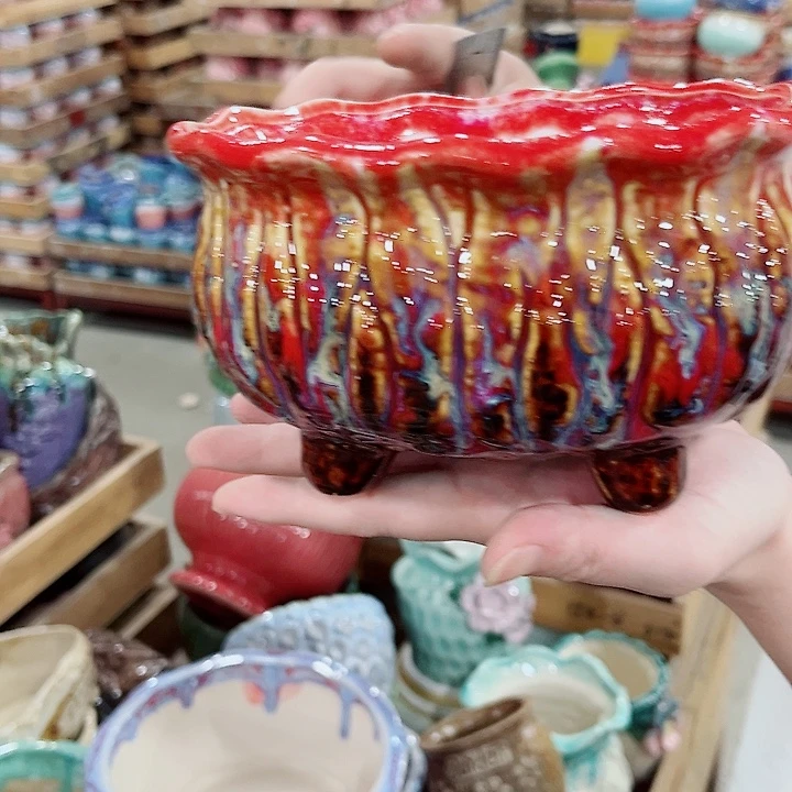 有孔.凑单10元陶瓷花盆发货！