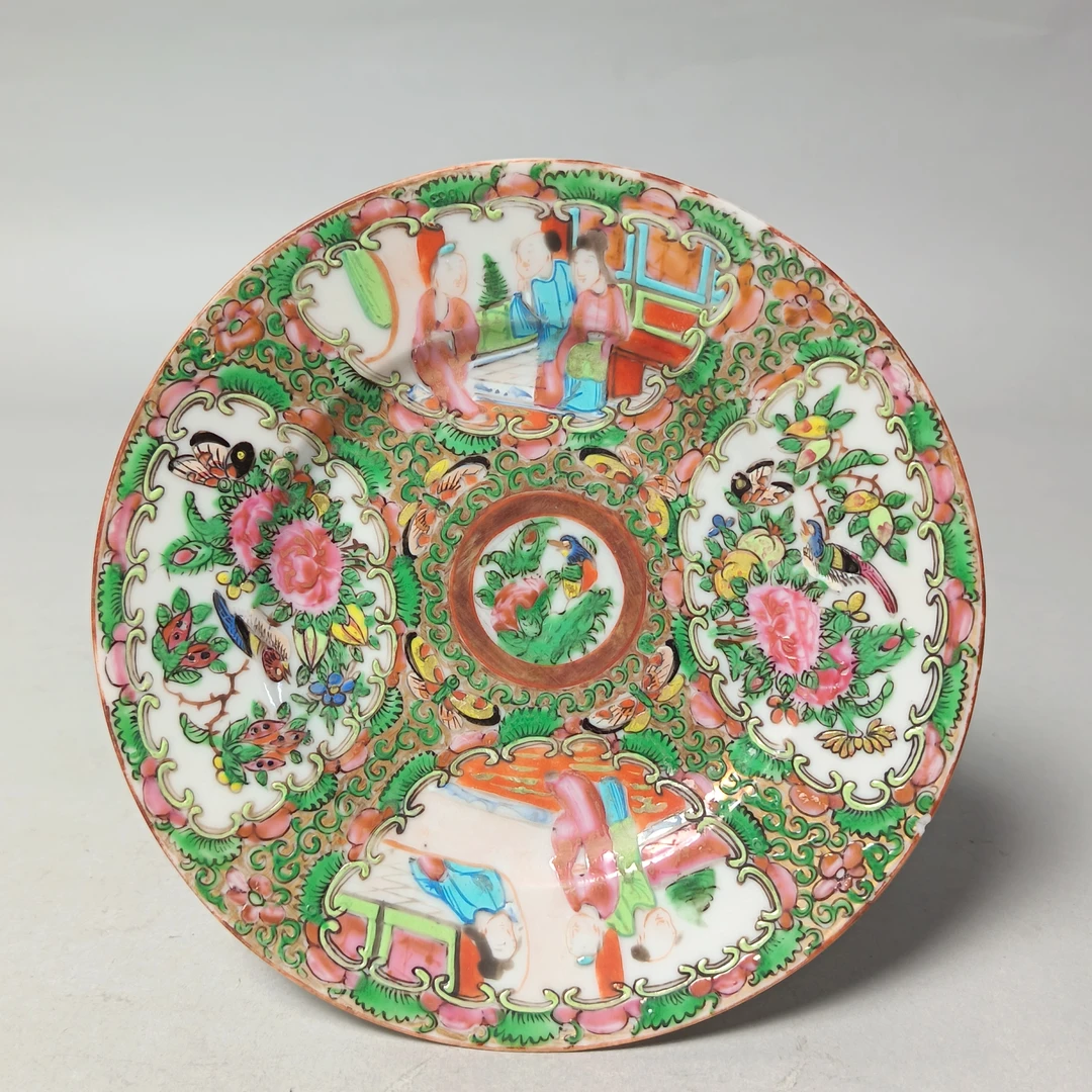 【010022532】民国 广彩人物花鸟盘