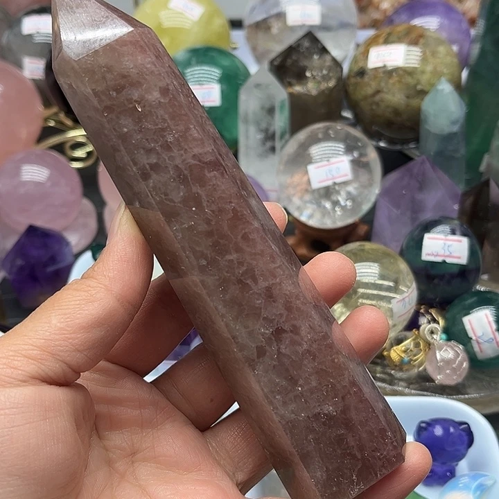 未镶嵌珠宝半成品水晶323克草莓晶柱