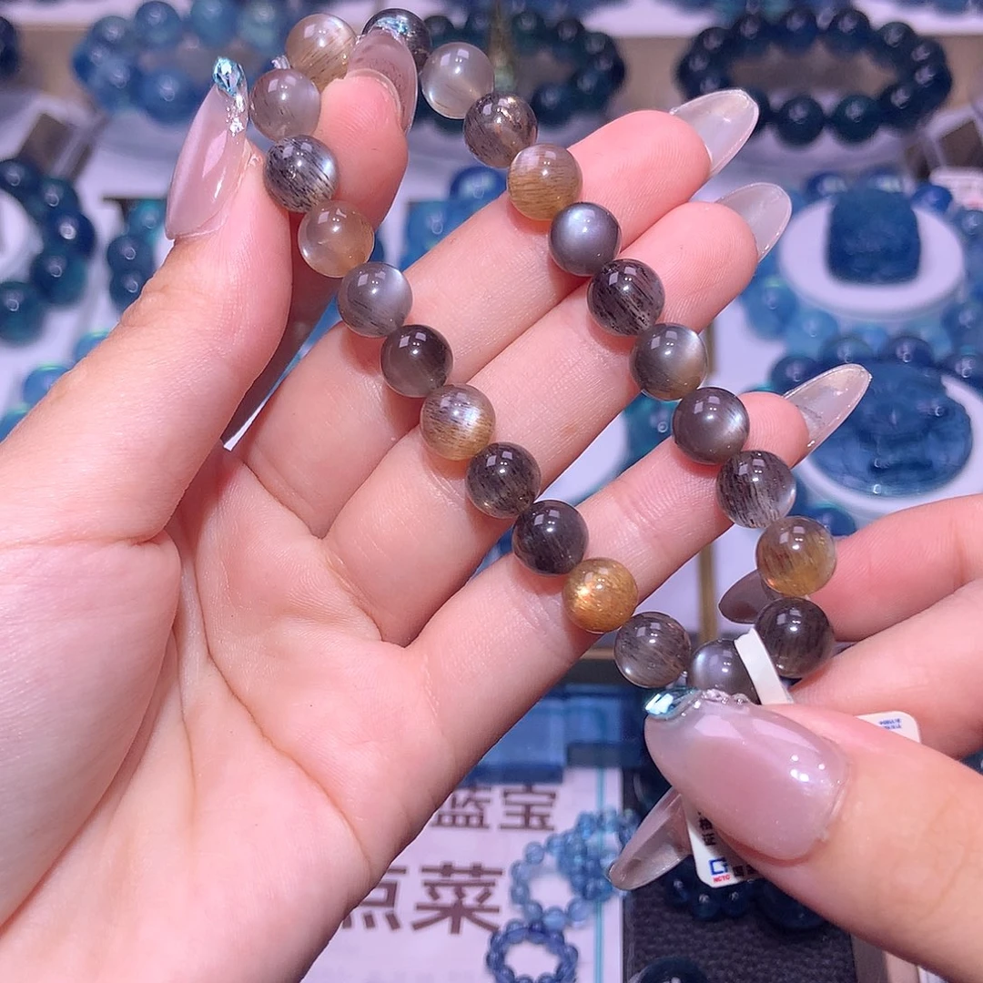 天然辰砂黑金骨干手串8mm+