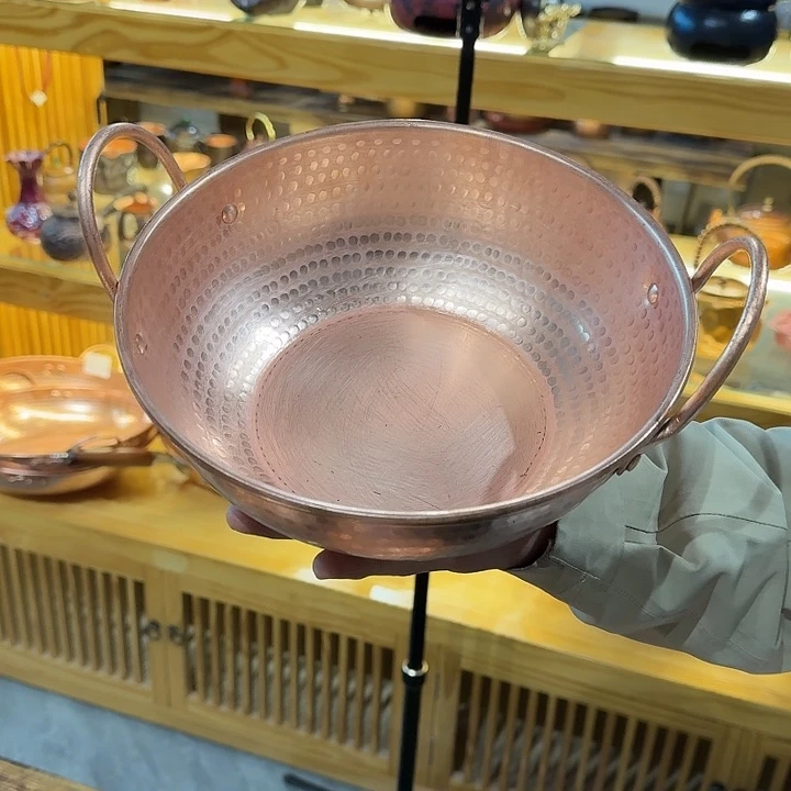 紫铜手工双耳锅23口径