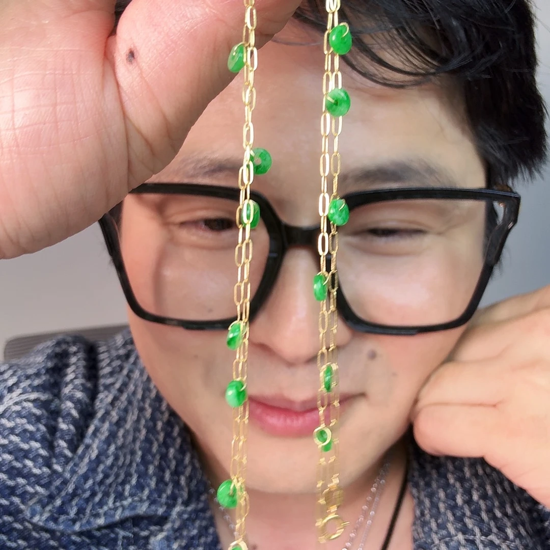 翡翠18K金镶嵌颈饰一件