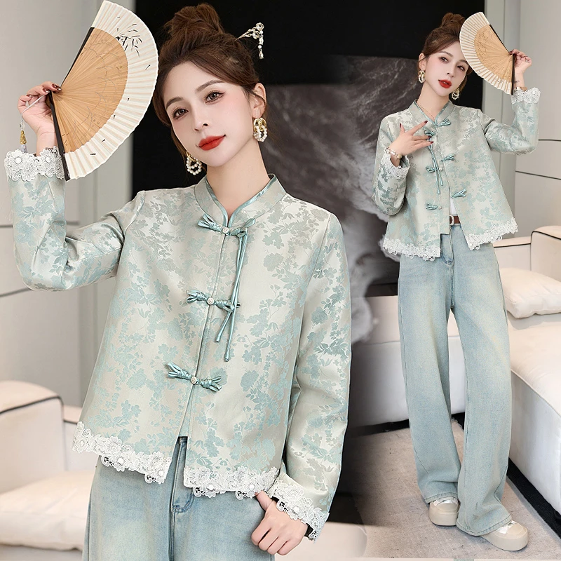 中式中国风外套气质长袖时尚复古2025新款立领显瘦春季民族风上衣