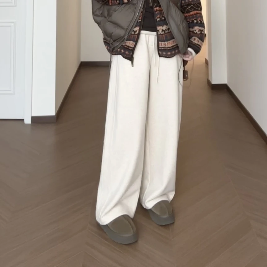 【梦境巡游】加绒直筒阔腿裤显瘦百搭垂感松紧腰冬季保暖拖地裤子女