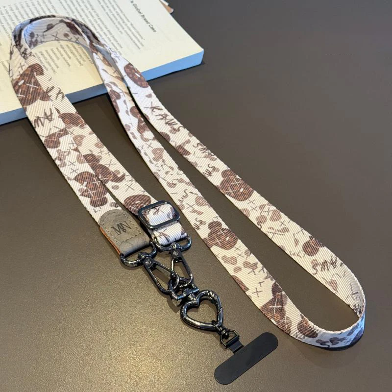 潮牌KAWS卡通手机挂绳斜跨肩背加宽印花双扣相机包带挂脖链防丢绳