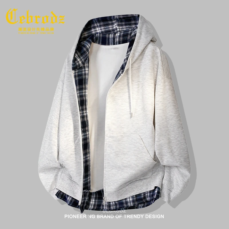 法国Cebrodz开衫卫衣男士纯色春秋款百搭休闲中年免烫上衣外套男