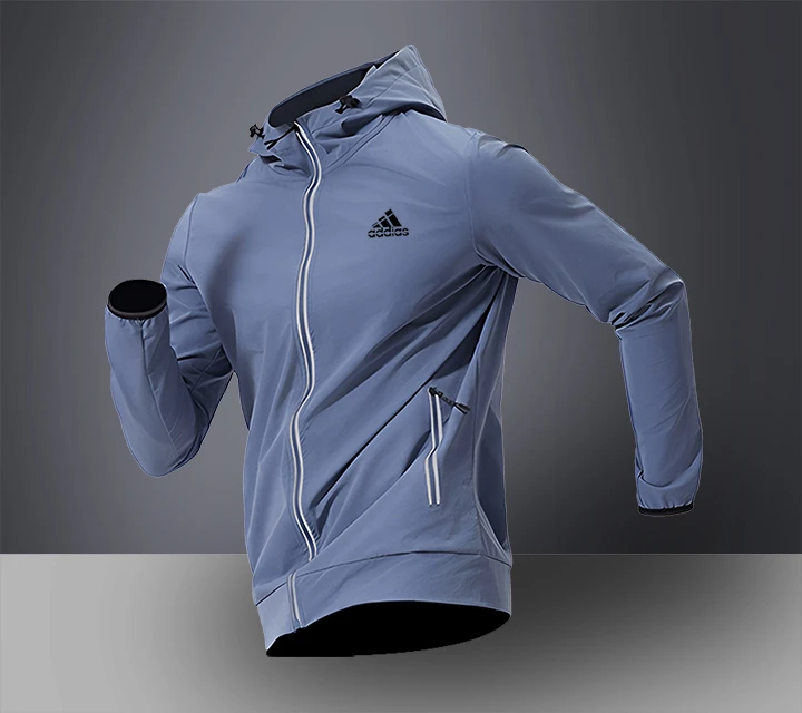 男款休闲春秋连帽拉链开衫户外防风快干运动透气弹力健身跑步外套