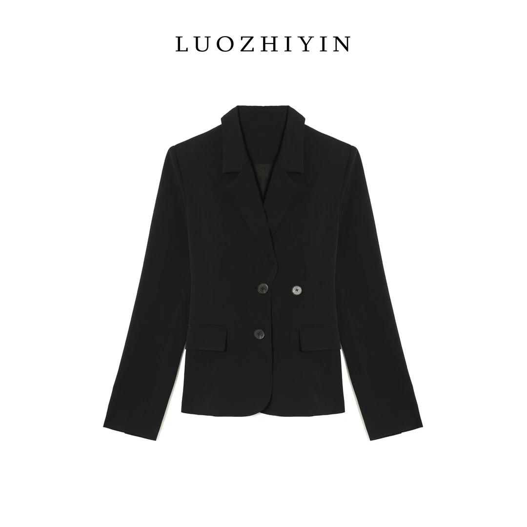 LUOZHIYIN/罗知音J312284F西装短外套翻领上衣+设计师高腰阔腿裤