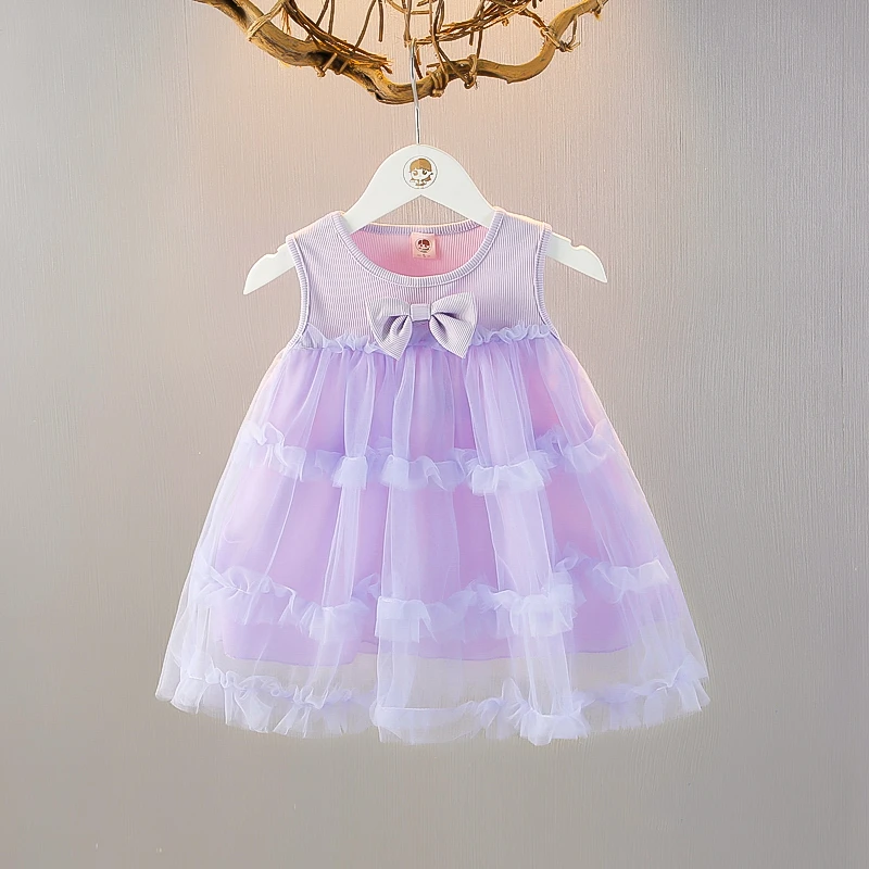 女宝宝背心裙夏装2025夏季新款女宝宝洋气甜美纱裙夏季无袖连衣裙