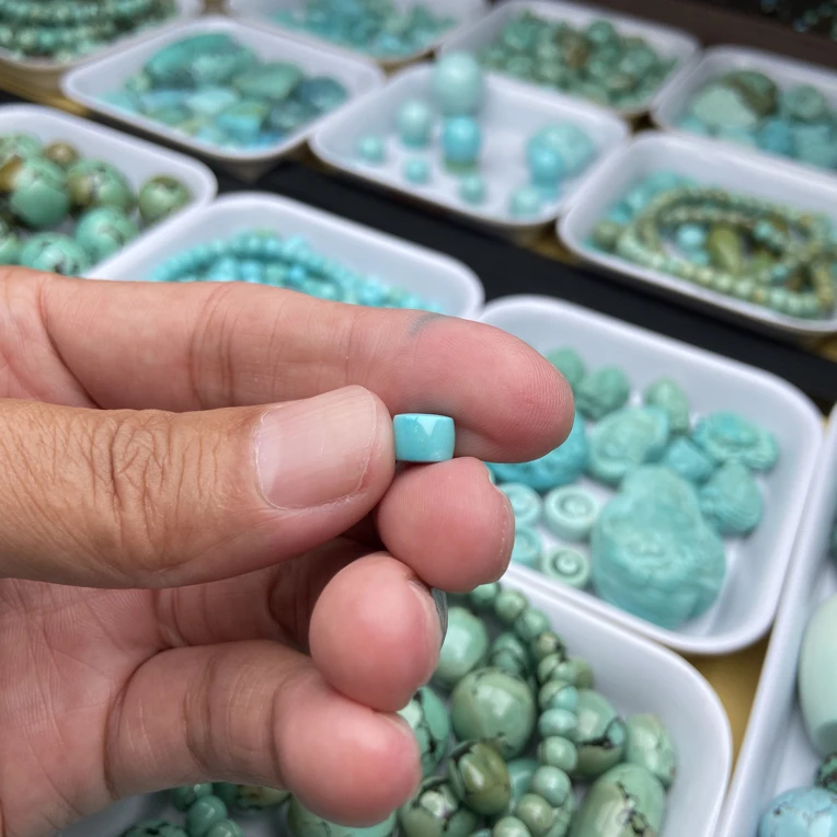 原矿高瓷绿松石鼓珠