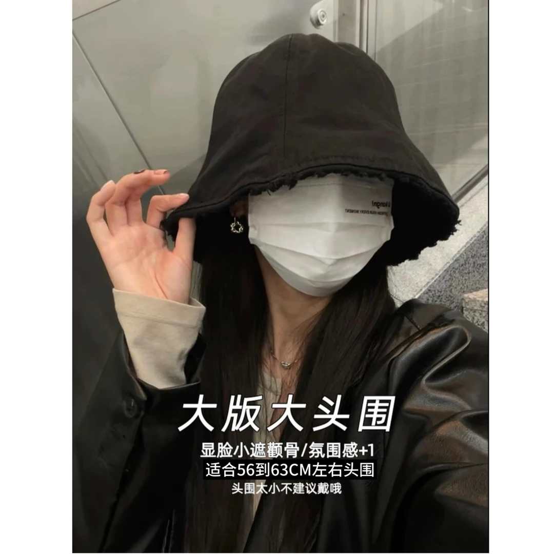雪雪帽业定制渔夫帽帽子棒球帽水桶帽大头围做旧防晒渔夫帽大头围