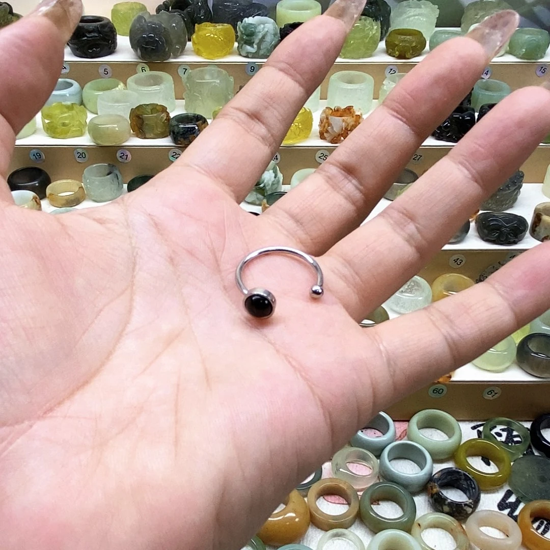 哈***！岫玉未镶嵌天然岫玉戒指