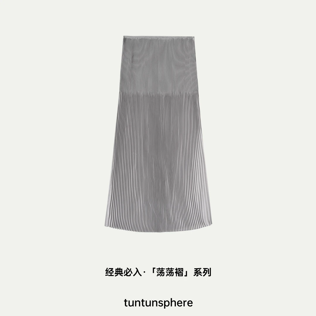 【坨坨耶】风琴大象灰 大用量荡感压褶弹力风琴褶裙
