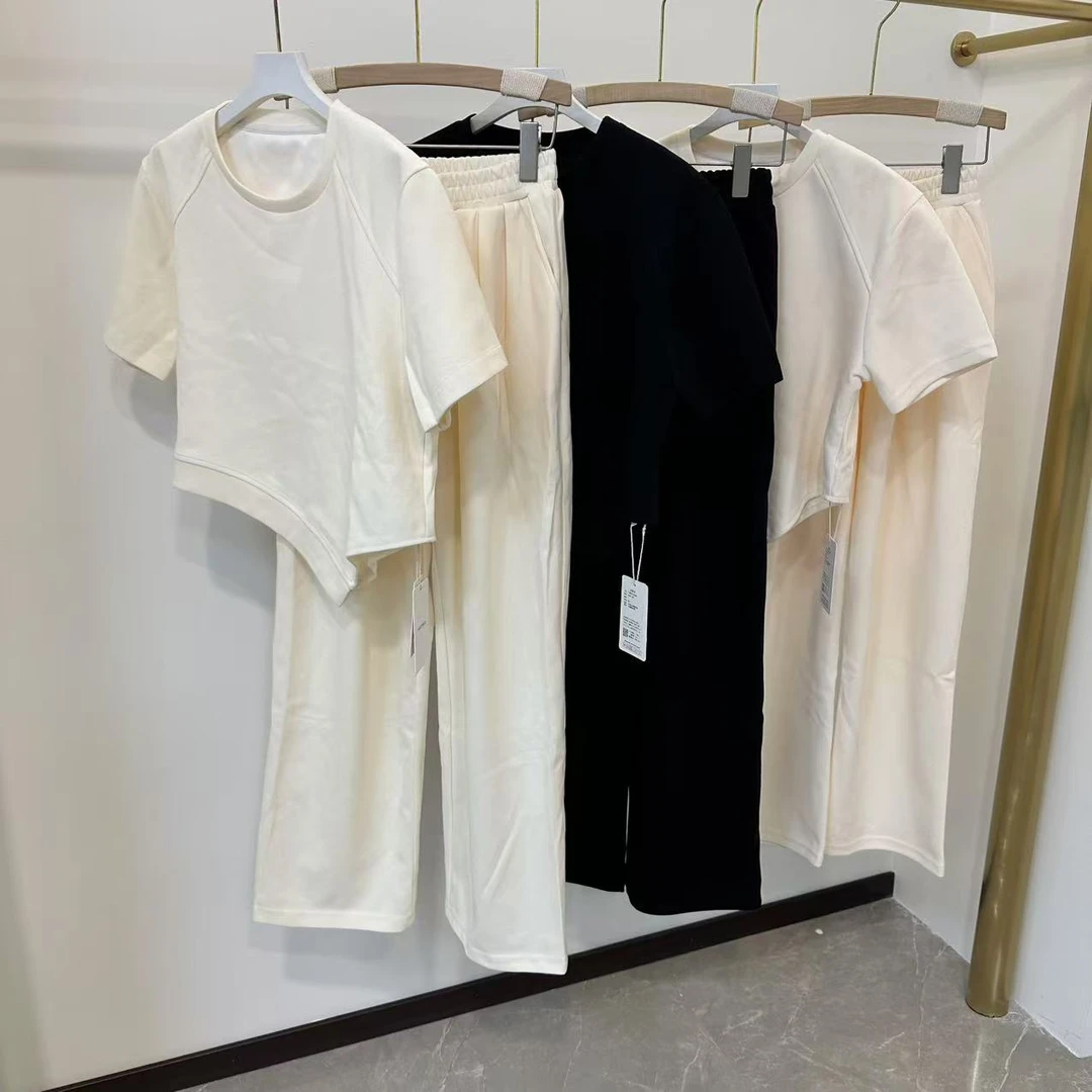 【093】修身不规则下摆休闲风两件套女2024新款休闲套装女春季时尚