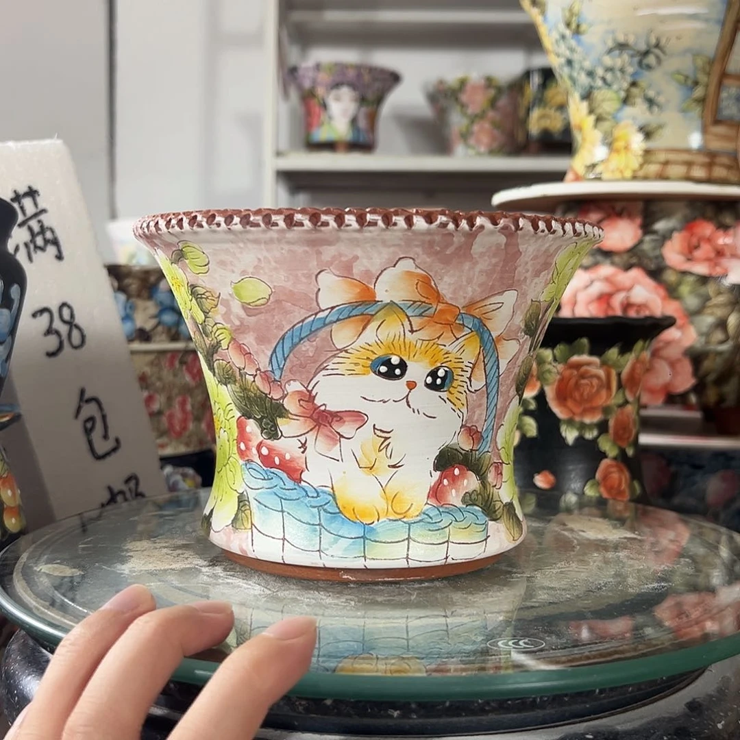景德镇手绘花盆幸运花盆