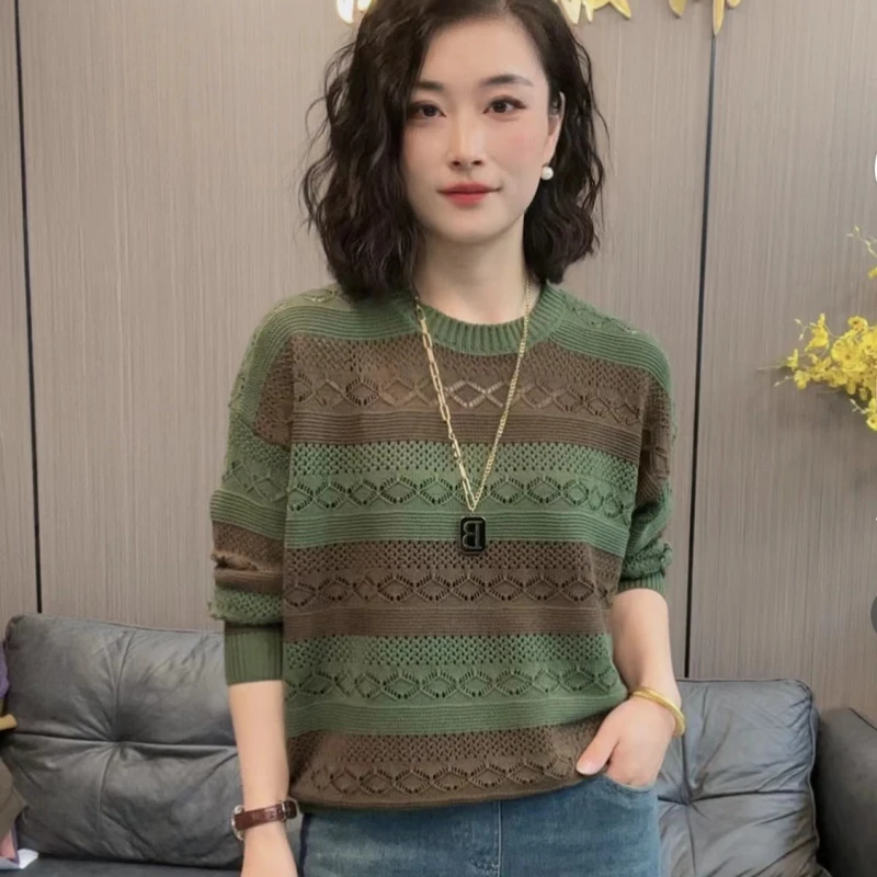 中年女装2025秋季新款女士休闲时尚春秋毛衣打底衫圆领套头针织衫