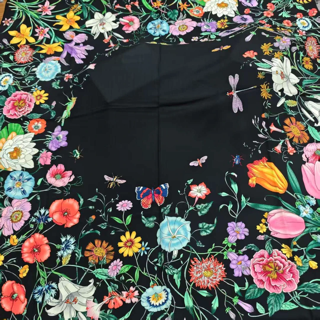 140丝毛方巾-花舞群飞 135*135丝巾