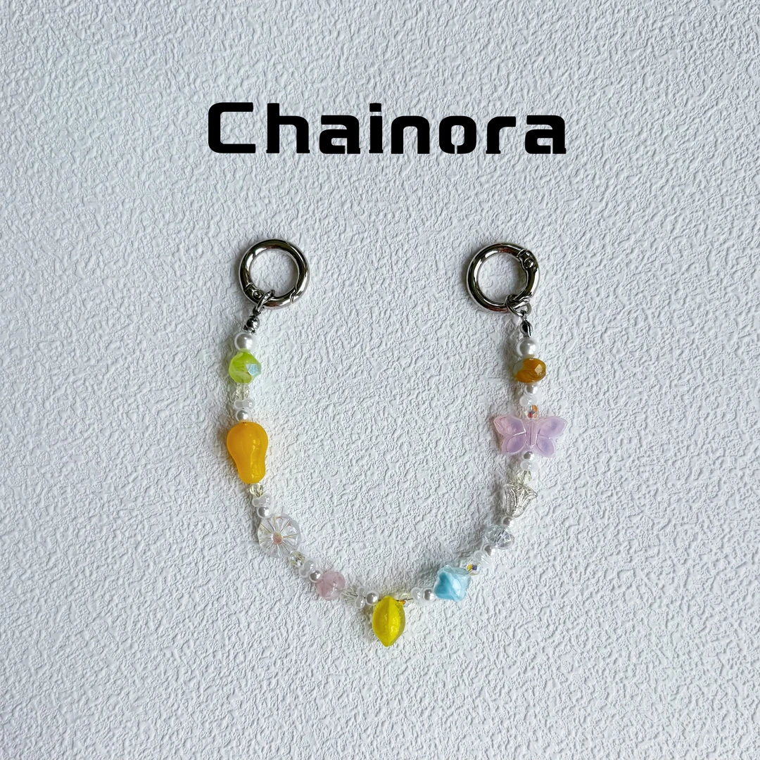 Chainora悠长假日轻奢捷克珠ins风手机链条双耳手机挂件通用