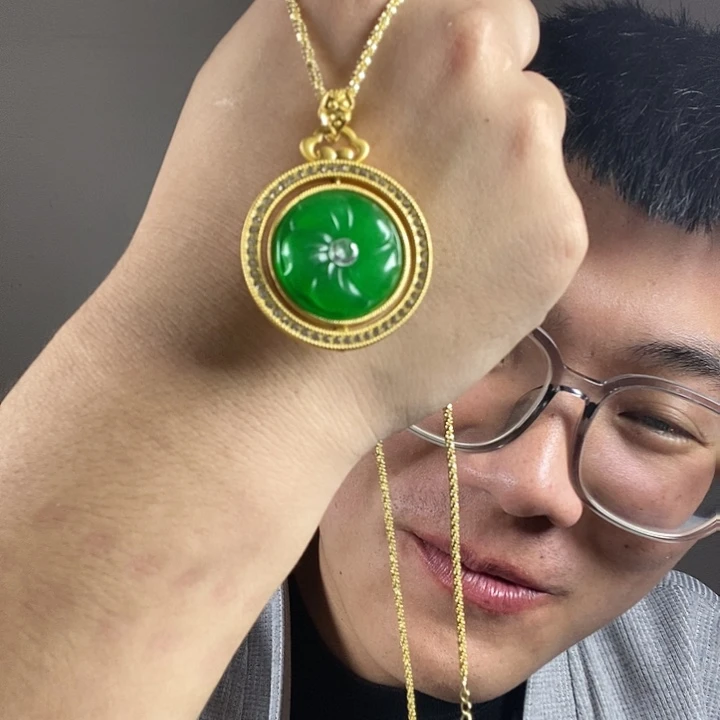 颈饰未镶嵌翡翠高端时尚时来运转佛公吊坠
