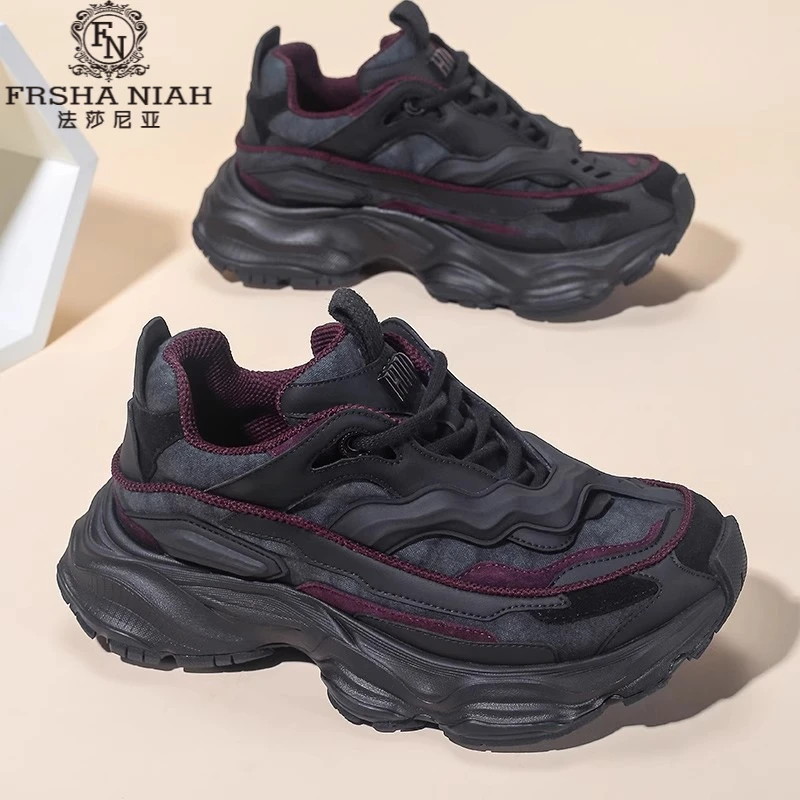 法莎尼亚男款老爹鞋新款青少年透气秋季防滑厚底干男款厚底老爹