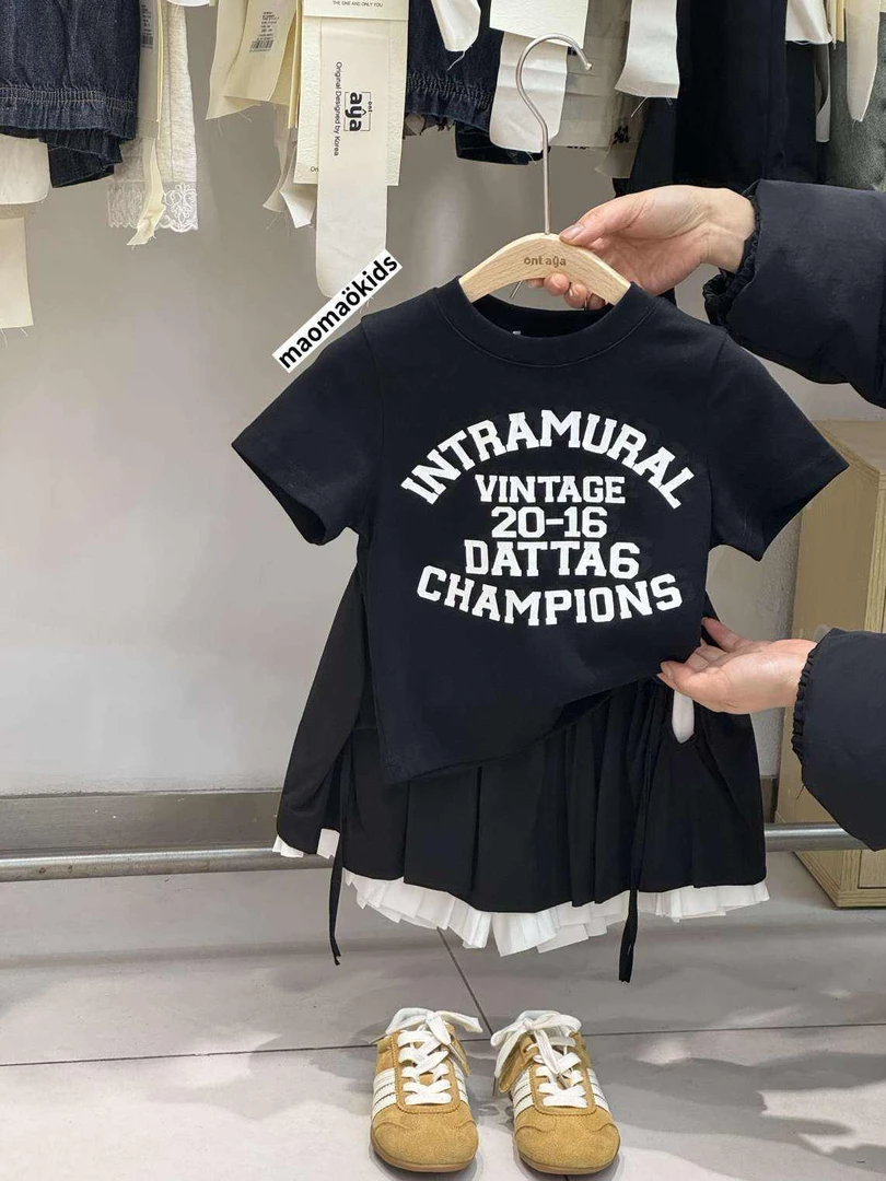 常规夏款女套装工装风夏季连衣裙字母女童上衣小童