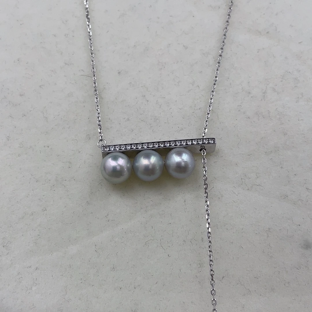 海水珍珠银S925镶嵌颈饰