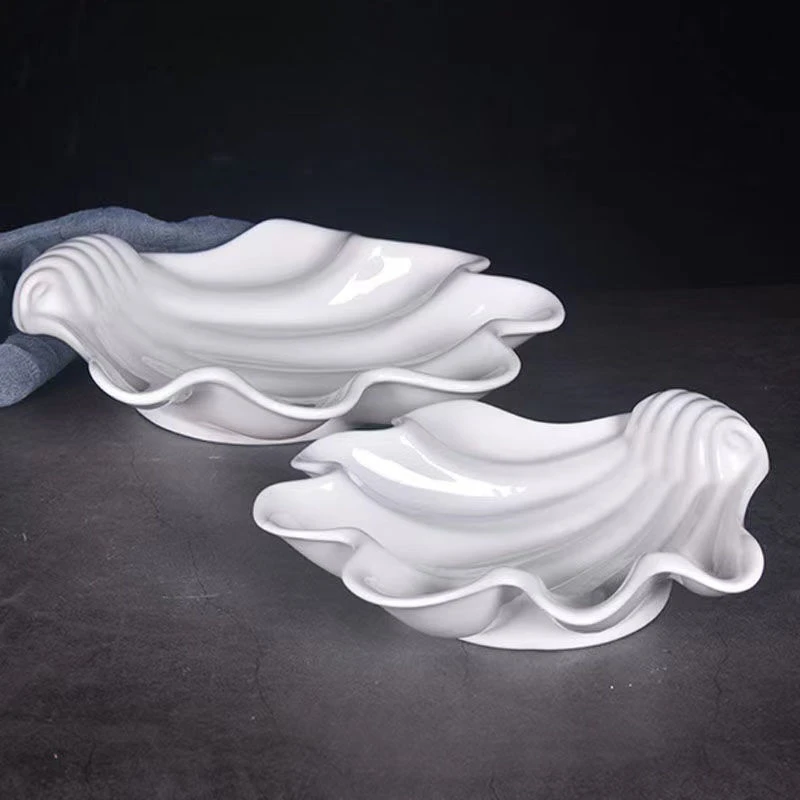 宜呈纯白熊掌盘不规则菜盘子商用餐饮店创意陶瓷菜盘家用餐具饭店