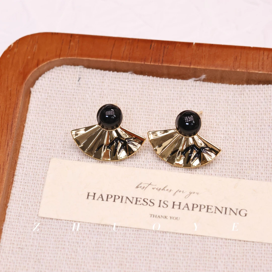 黄铜耳饰 灼晔·云雾竹吟 高级新中式百搭轻奢国风耳钉